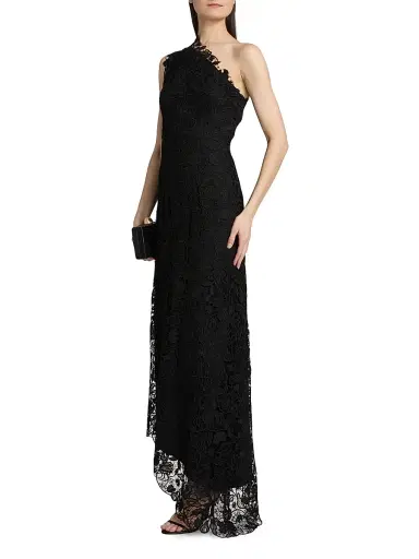 MONIQUE LHUILLIER Women's Floral Lace One-Shoulder Cocktail Dress | Thumbnail 4 MONIQUE LHUILLIER Women's Floral Lace One-Shoulder Cocktail Dress | Thumbnail 4