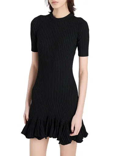 Proenza Schouler Women's Leandra Ribbed Godet-Hem Minidress - Black - Size XL | Thumbnail 6 Proenza Schouler Women's Leandra Ribbed Godet-Hem Minidress - Black - Size XL | Thumbnail 6