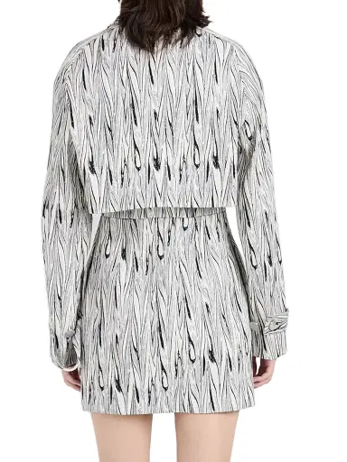 Proenza Schouler Women's Della Marble-Jacquard Crop Jacket - White Multi - Size 12 | Thumbnail 4