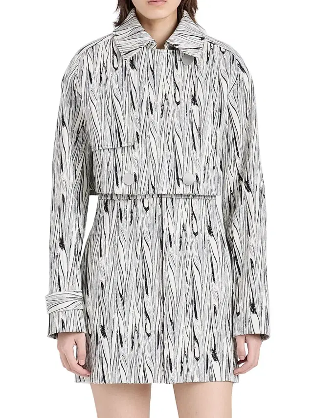 Proenza Schouler Women's Della Marble-Jacquard Crop Jacket - White Multi