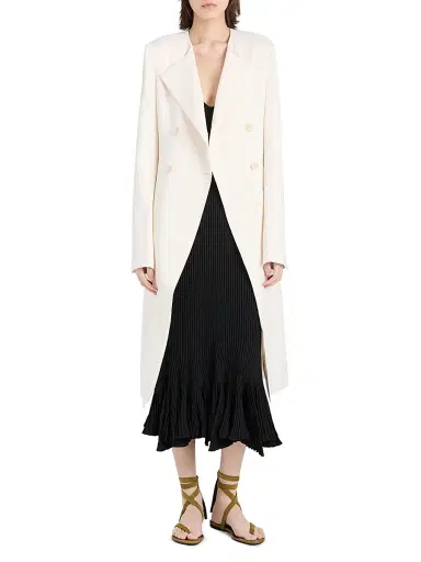 Proenza Schouler Women's Anouk Satin-Back Crepe Longline Double-Breasted Coat | Thumbnail 2 Proenza Schouler Women's Anouk Satin-Back Crepe Longline Double-Breasted Coat | Thumbnail 2