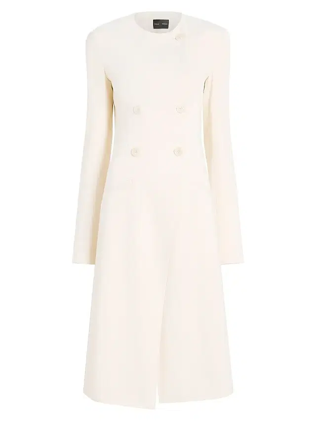 Proenza Schouler Women's Anouk Satin-Back Crepe Longline Double-Breasted Coat - Ecru