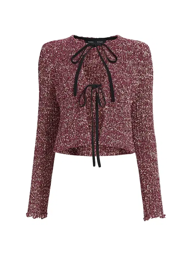 Proenza Schouler Women's Colette Popcorn-Stitch Front-Tie Cotton-Linen Top - Wine Multi