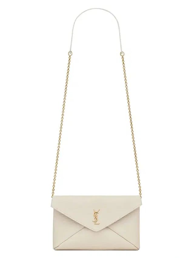 Saint Laurent Women's Cassandre  Chain Pouch in Lambskin - White