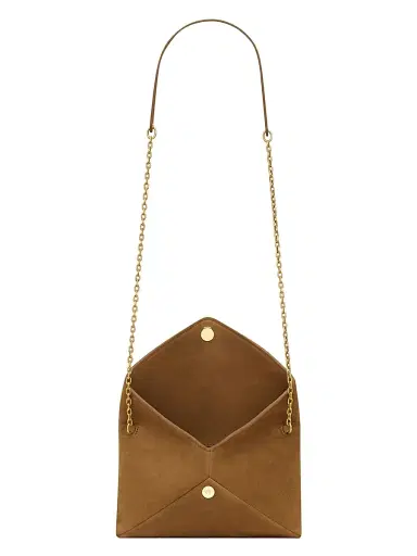 Saint Laurent Women's Cassandre Chain Pouch in Suede - Caramel Cognac | Thumbnail 4