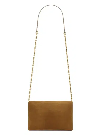 Saint Laurent Women's Cassandre Chain Pouch in Suede - Caramel Cognac | Thumbnail 7