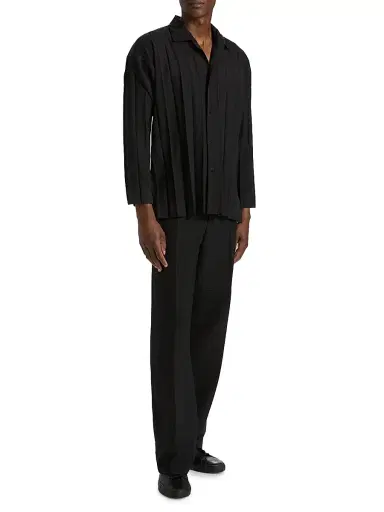Homme Plissé Issey Miyake Men's Edge Ensemble Hand-Pleated Shirt - Black | Thumbnail 2