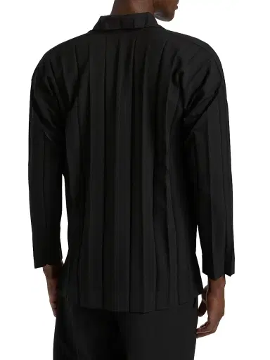 Homme Plissé Issey Miyake Men's Edge Ensemble Hand-Pleated Shirt - Black | Thumbnail 5