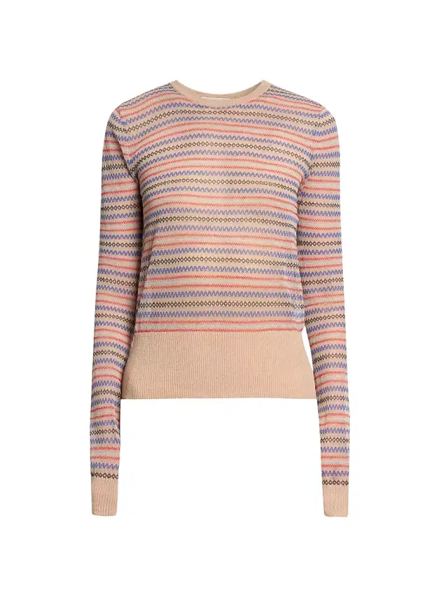 JW Anderson Women's Fair-Isle-Inspired Cotton-Blend Top - Burgundy