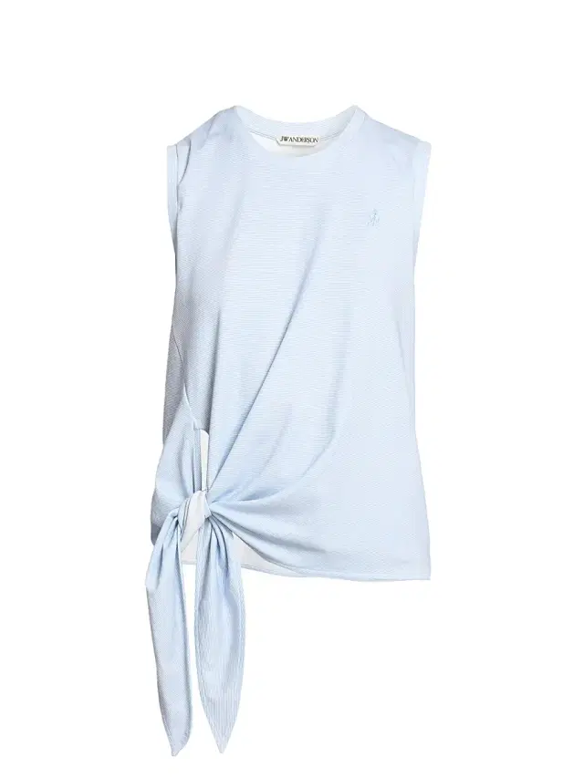 Women's Knotted-Hem Cotton Tank - White Light Blue