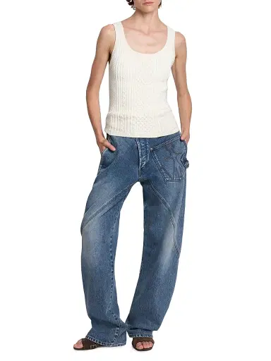 JW Anderson Women's Twisted Barrel-Leg Jeans - Mid Blue | Thumbnail 2 JW Anderson Women's Twisted Barrel-Leg Jeans - Mid Blue | Thumbnail 2