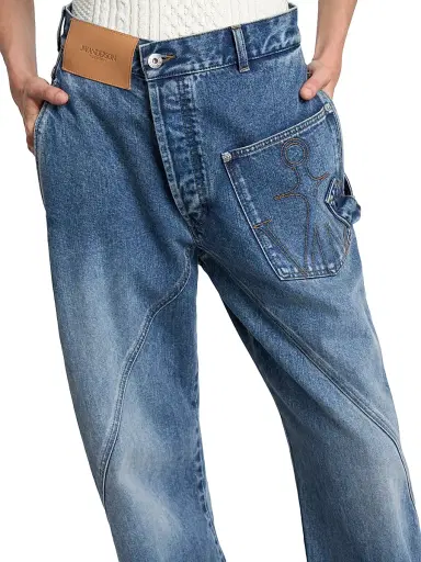 JW Anderson Women's Twisted Barrel-Leg Jeans - Mid Blue | Thumbnail 6 JW Anderson Women's Twisted Barrel-Leg Jeans - Mid Blue | Thumbnail 6
