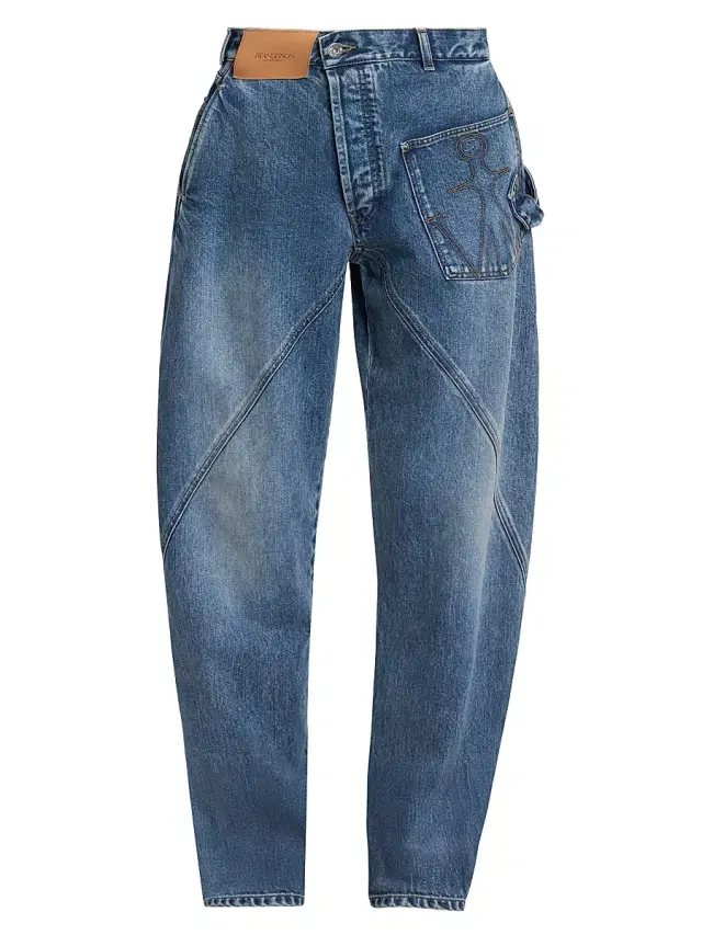 Women's Twisted Barrel-Leg Jeans - Mid Blue