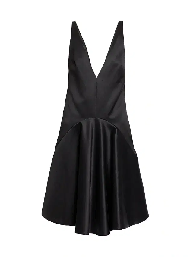 JW Anderson Women's Plunging V-Neck Cotton-Silk A-Line Dress - Black