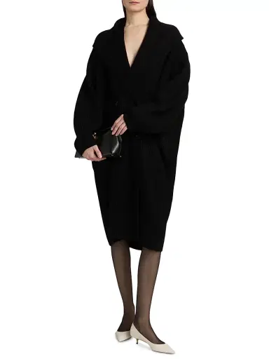Toteme Women's Shawl Wool Cocoon Cardigan - Black | Thumbnail 3 Toteme Women's Shawl Wool Cocoon Cardigan - Black | Thumbnail 3