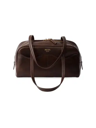 Prada Women's Carry Large Antiqued Leather Top-Handle Bag - Brown | Thumbnail 1