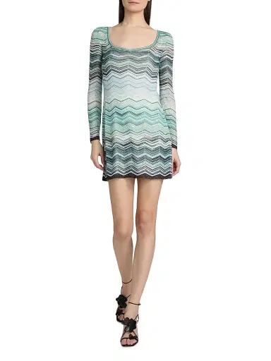 Missoni Women's Chevron Metallic Knit Minidress | Thumbnail 2