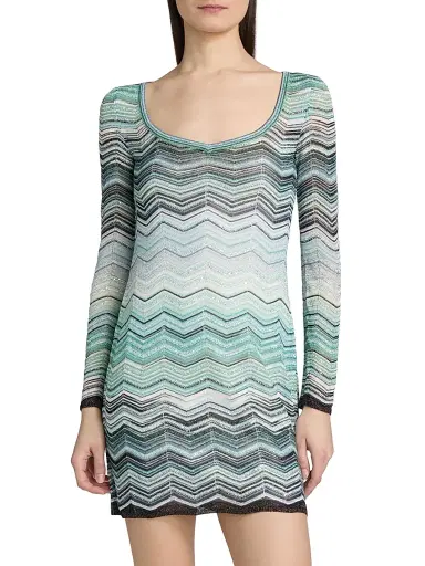 Missoni Women's Chevron Metallic Knit Minidress | Thumbnail 3