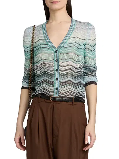 Missoni Women's Chevron Metallic Knit Cardigan | Thumbnail 3 Missoni Women's Chevron Metallic Knit Cardigan | Thumbnail 3