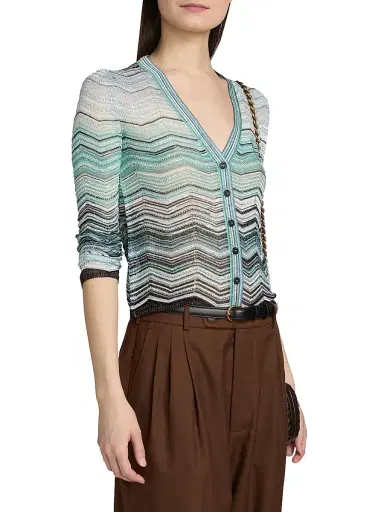 Missoni Women's Chevron Metallic Knit Cardigan | Thumbnail 4 Missoni Women's Chevron Metallic Knit Cardigan | Thumbnail 4