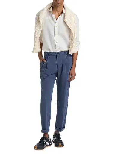 HERNO Men's Seersucker Pleat-Front Pants - Sky Blue - Size XL | Thumbnail 2 HERNO Men's Seersucker Pleat-Front Pants - Sky Blue - Size XL | Thumbnail 2