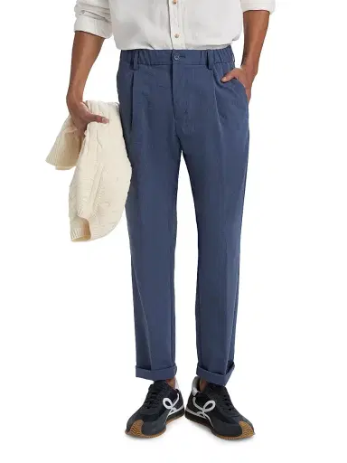 HERNO Men's Seersucker Pleat-Front Pants - Sky Blue - Size XL | Thumbnail 3 HERNO Men's Seersucker Pleat-Front Pants - Sky Blue - Size XL | Thumbnail 3