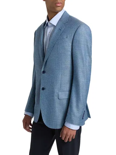 Emporio Armani Men's Textured Houndstooth Sport Coat - Light Blue - Size 40 | Thumbnail 4