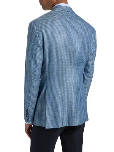 Emporio Armani Men's Textured Houndstooth Sport Coat - Light Blue - Size 40 | Thumbnail 5