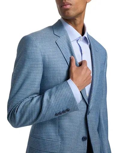 Emporio Armani Men's Textured Houndstooth Sport Coat - Light Blue - Size 40 | Thumbnail 6