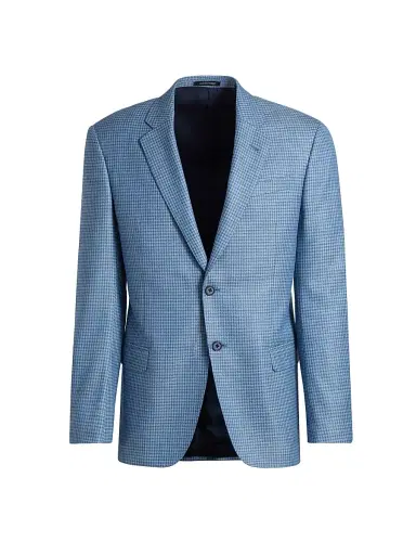 Emporio Armani Men's Textured Houndstooth Sport Coat - Light Blue - Size 40 | Thumbnail 1