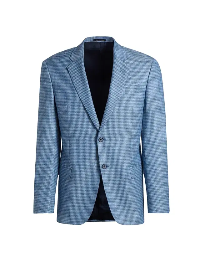 Men's Textured Houndstooth Sport Coat - Light Blue