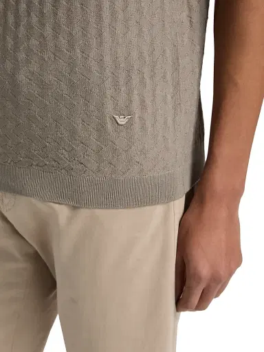 Emporio Armani Men's Tonal Basketweave Wool Sweater - Tan - Size Small | Thumbnail 6 Emporio Armani Men's Tonal Basketweave Wool Sweater - Tan - Size Small | Thumbnail 6