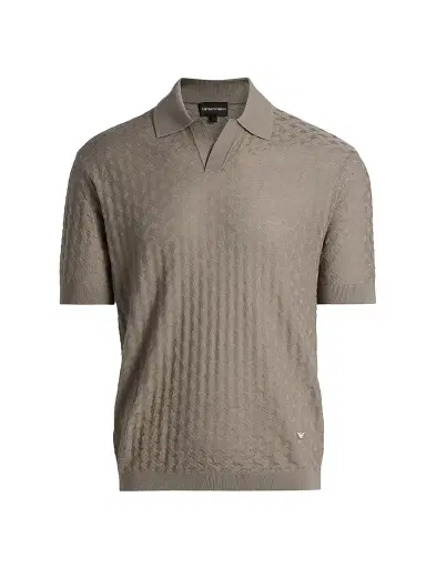 Emporio Armani Men's Tonal Basketweave Wool Sweater - Tan - Size Small | Thumbnail 1 Emporio Armani Men's Tonal Basketweave Wool Sweater - Tan - Size Small | Thumbnail 1