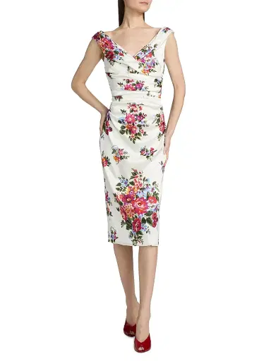 Dolce & Gabbana Women's Floral Bouquet Print Sheath Dress - Mazz Fiori F Bianco | Thumbnail 2 Dolce & Gabbana Women's Floral Bouquet Print Sheath Dress - Mazz Fiori F Bianco | Thumbnail 2
