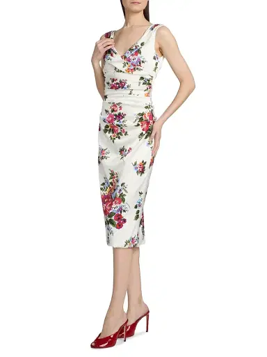 Dolce & Gabbana Women's Floral Bouquet Print Sheath Dress - Mazz Fiori F Bianco | Thumbnail 4 Dolce & Gabbana Women's Floral Bouquet Print Sheath Dress - Mazz Fiori F Bianco | Thumbnail 4