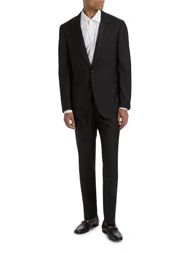 Isaia Men's Peak-Lapel Wool Tuxedo - Black - Size 38 | Thumbnail 3