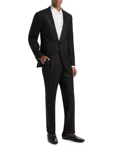 Isaia Men's Peak-Lapel Wool Tuxedo - Black - Size 38 | Thumbnail 4