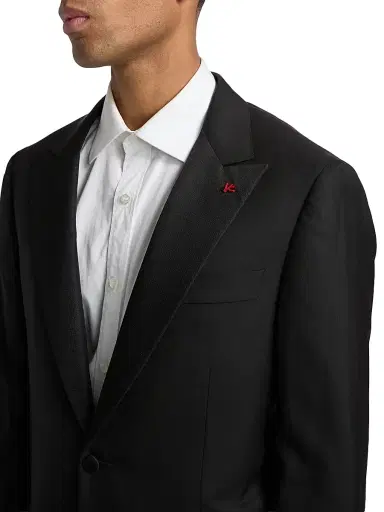 Isaia Men's Peak-Lapel Wool Tuxedo - Black - Size 38 | Thumbnail 6