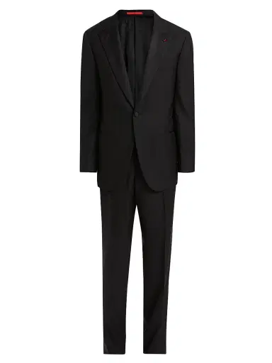 Isaia Men's Peak-Lapel Wool Tuxedo - Black - Size 38 | Thumbnail 1