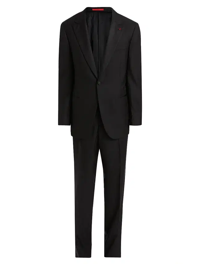 Men's Peak-Lapel Wool Tuxedo - Black