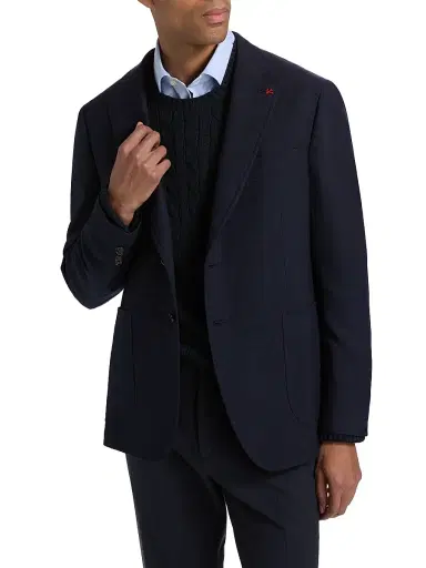 Isaia Men's Capri Wool Jacket - Navy | Thumbnail 3