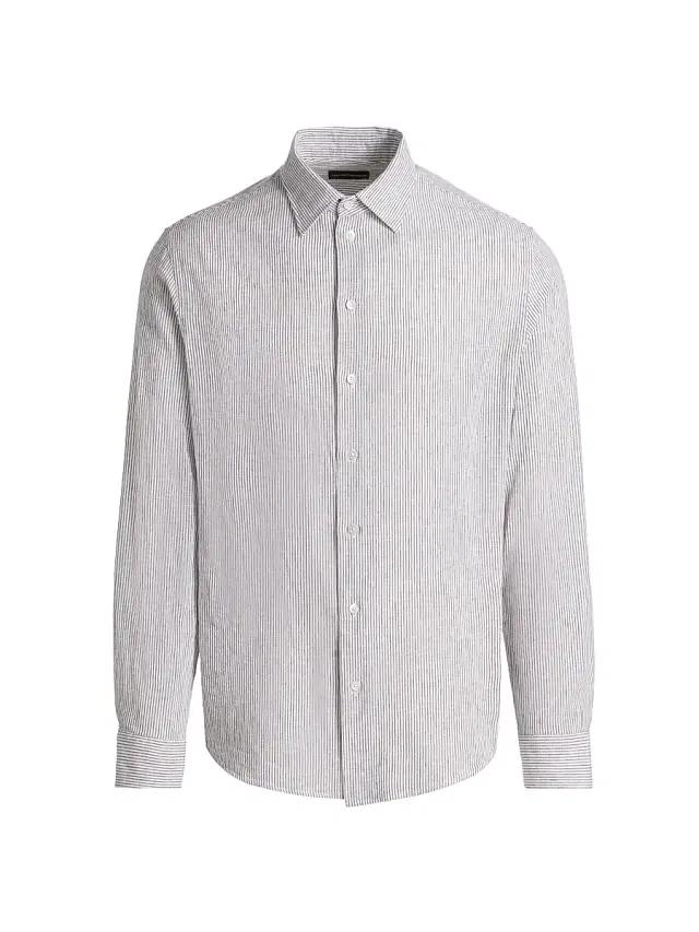 Emporio Armani Men's Striped Linen-Cotton Sport Shirt - Vertical Stripes