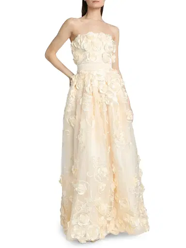 Zhivago Women's Dream Of That Strapless Floral Applique Gown - Ivory - Size 14 | Thumbnail 2 Zhivago Women's Dream Of That Strapless Floral Applique Gown - Ivory - Size 14 | Thumbnail 2
