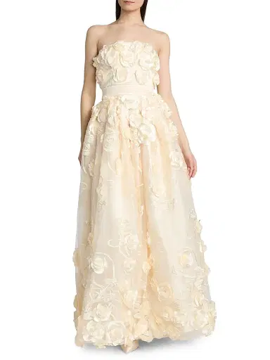 Zhivago Women's Dream Of That Strapless Floral Applique Gown - Ivory - Size 14 | Thumbnail 3 Zhivago Women's Dream Of That Strapless Floral Applique Gown - Ivory - Size 14 | Thumbnail 3