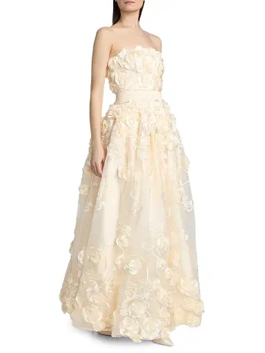 Zhivago Women's Dream Of That Strapless Floral Applique Gown - Ivory - Size 14 | Thumbnail 4 Zhivago Women's Dream Of That Strapless Floral Applique Gown - Ivory - Size 14 | Thumbnail 4