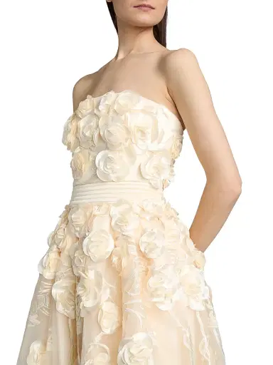 Zhivago Women's Dream Of That Strapless Floral Applique Gown - Ivory - Size 14 | Thumbnail 6 Zhivago Women's Dream Of That Strapless Floral Applique Gown - Ivory - Size 14 | Thumbnail 6