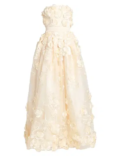 Zhivago Women's Dream Of That Strapless Floral Applique Gown - Ivory - Size 14 | Thumbnail 1 Zhivago Women's Dream Of That Strapless Floral Applique Gown - Ivory - Size 14 | Thumbnail 1