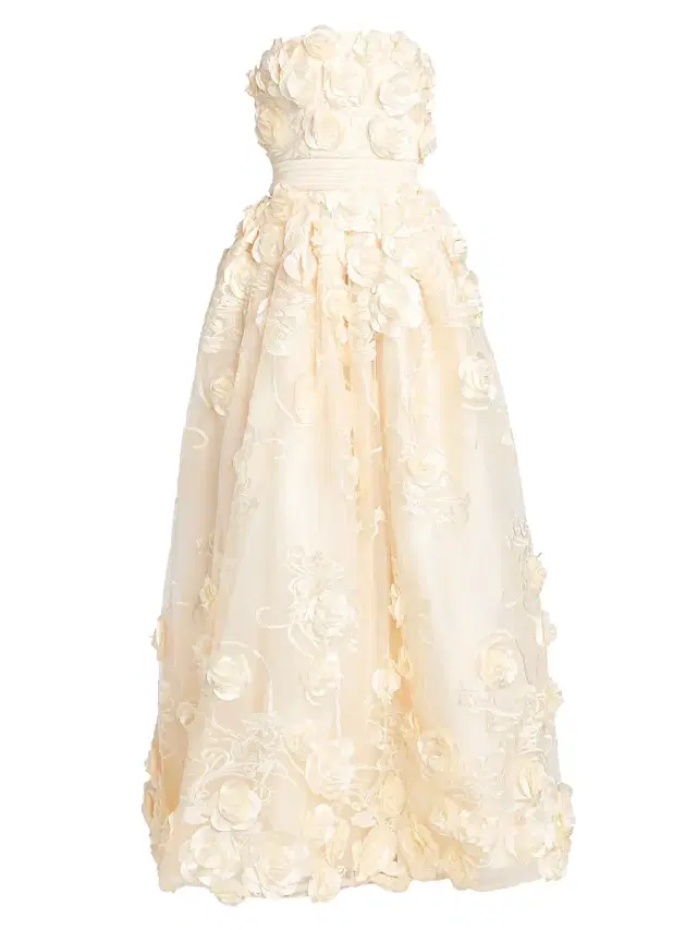 Zhivago Women's Dream Of That Strapless Floral Applique Gown -