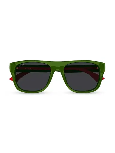 Gucci Men's New Pop Web 56MM Square Sunglasses - Green Grey | Thumbnail 2 Gucci Men's New Pop Web 56MM Square Sunglasses - Green Grey | Thumbnail 2