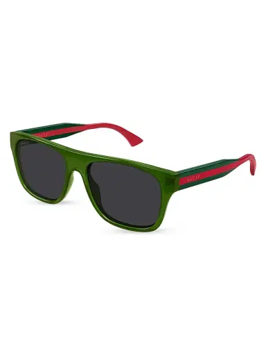 Gucci Men's New Pop Web 56MM Square Sunglasses - Green Grey | Thumbnail 1 Gucci Men's New Pop Web 56MM Square Sunglasses - Green Grey | Thumbnail 1